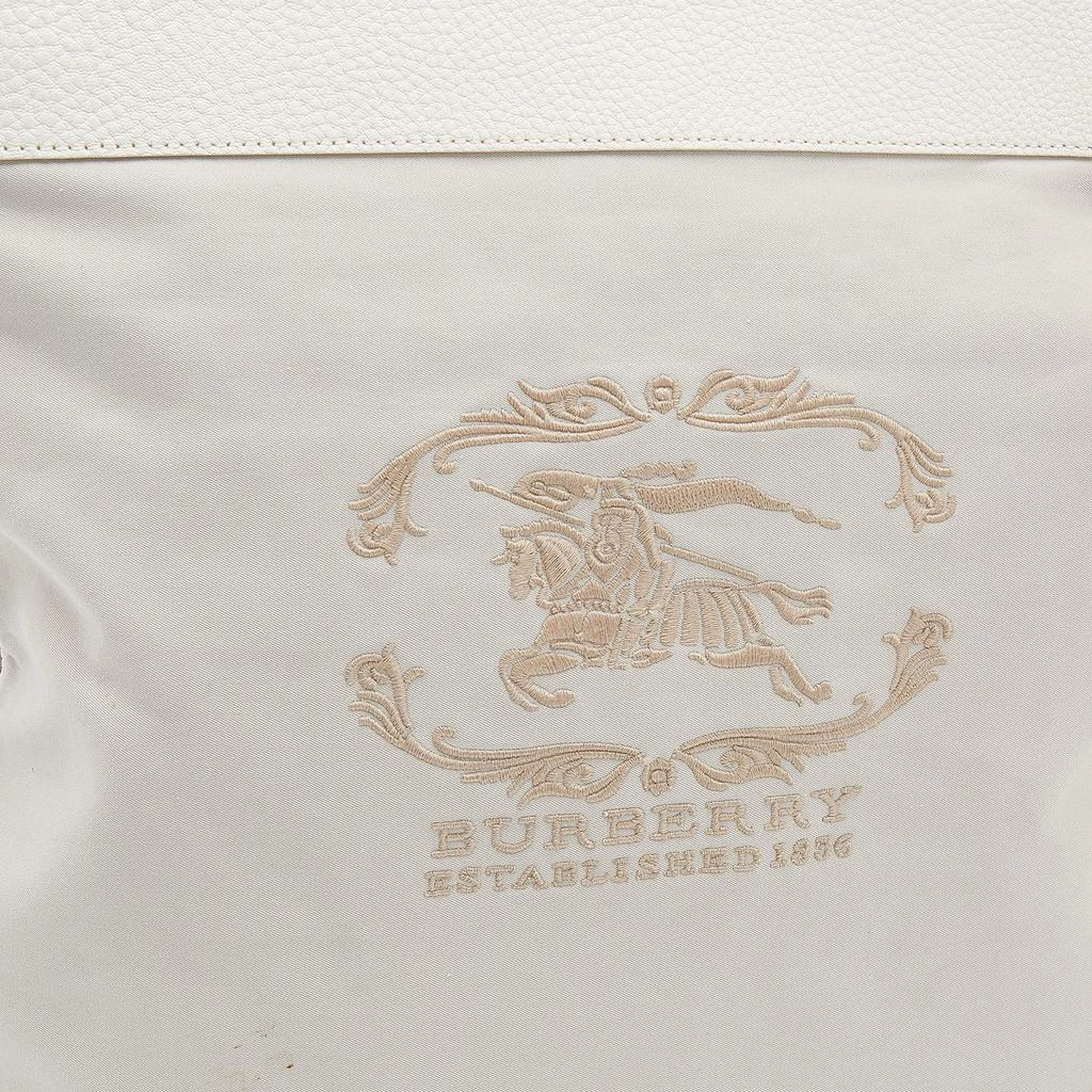 商品[二手商品] Burberry|Burberry White/Grey Leather And Fabric Tote,价格¥1294,第5张图片详细描述