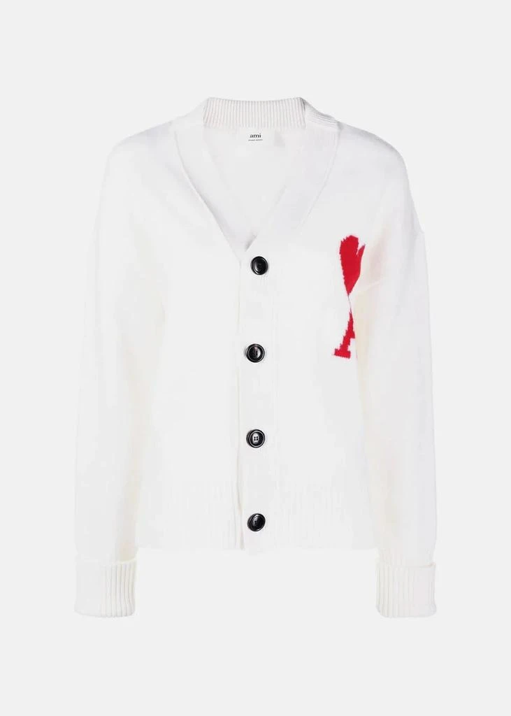 商品AMI|AMI Alexandre Mattiussi White Ami De Coeur Cardigan,价格¥3778,第1张图片