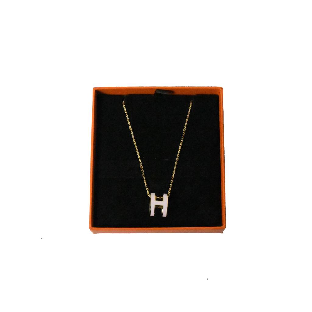 Hermes Pop H Necklace Gold Light Pink商品第1张图片规格展示