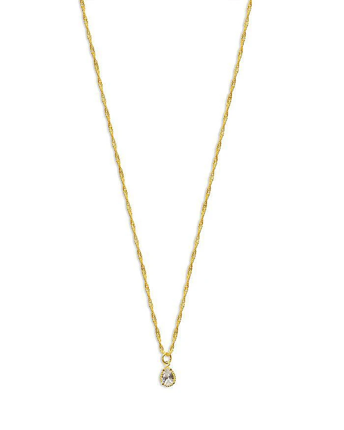 商品Argento Vivo|Teardrop Cubic Zirconia Pendant Necklace in 14K Gold Plated Sterling Silver, 16"-18",价格¥292,第3张图片详细描述