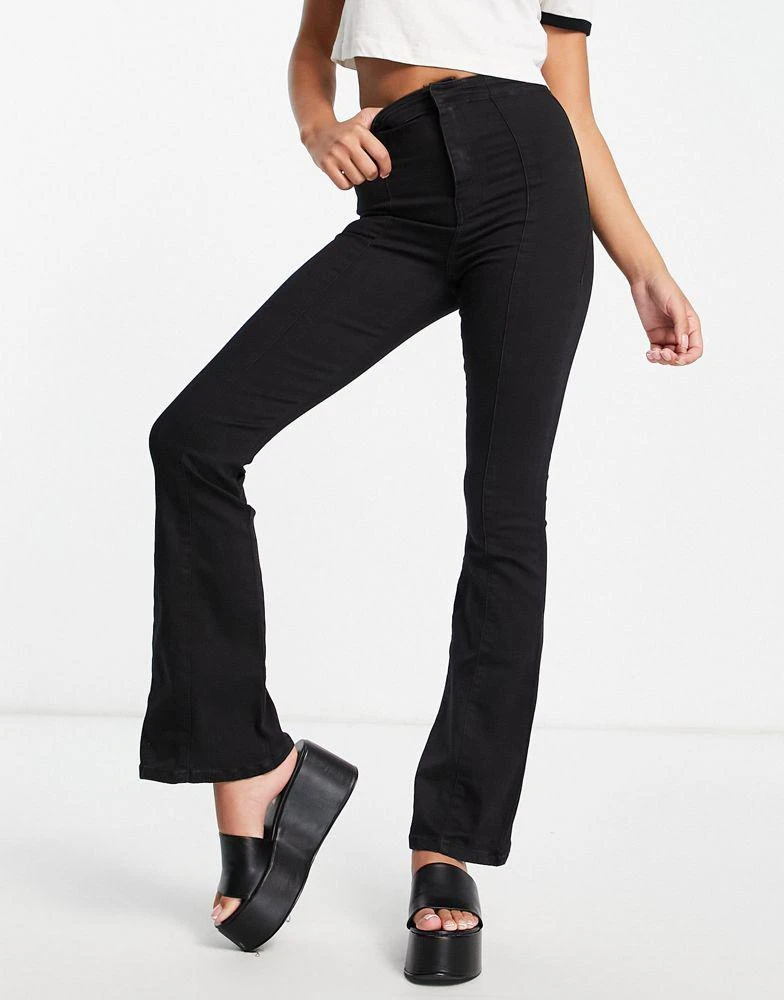 商品Topshop|Topshop stretch flare jean with seaming in black,价格¥210,第3张图片详细描述
