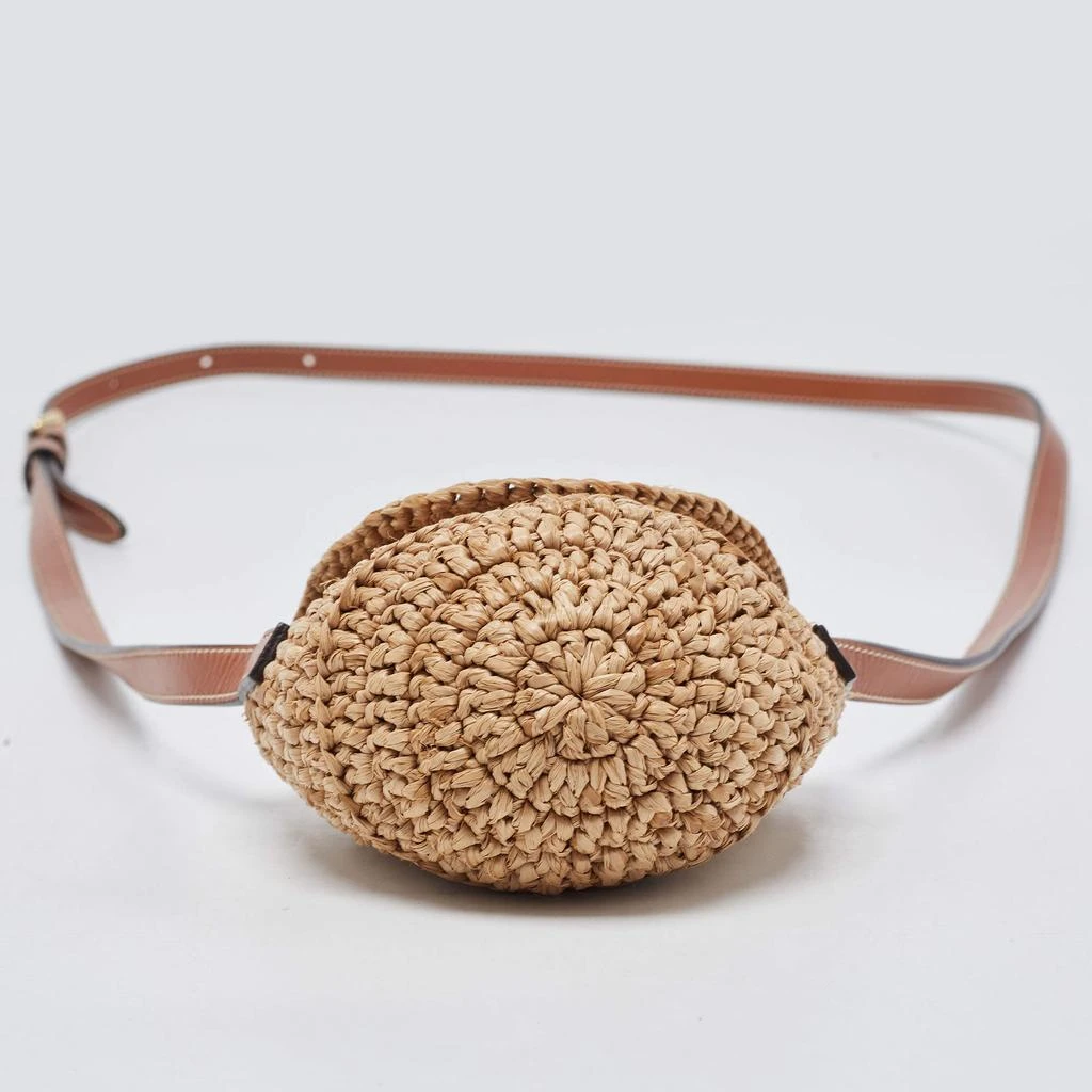  Celine Beige/Brown Straw and Leather Crossbody Bag 商品