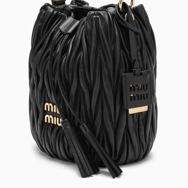 Black matelassé leather bucket bag 商品