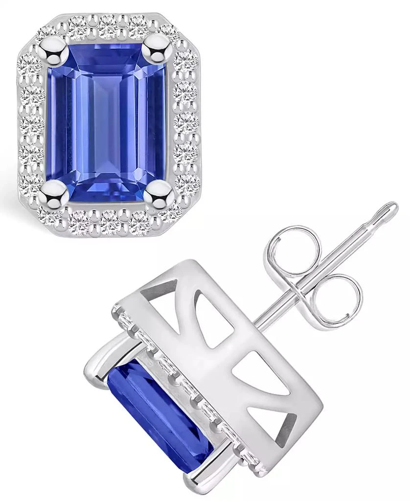 商品Macy's|Tanzanite (3-1/5 Ct. t.w.) and Diamond (3/8 Ct. t.w.) Halo Stud Earrings,价格¥19631,第1张图片