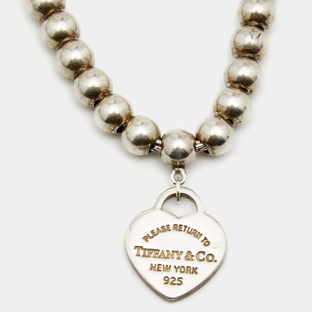 商品[二手商品] Tiffany & Co.|Tiffany & Co. Sterling Silver Return To Tiffany Blue Enamel Heart Tag Bead Necklace,价格¥2904,第3张图片详细描述