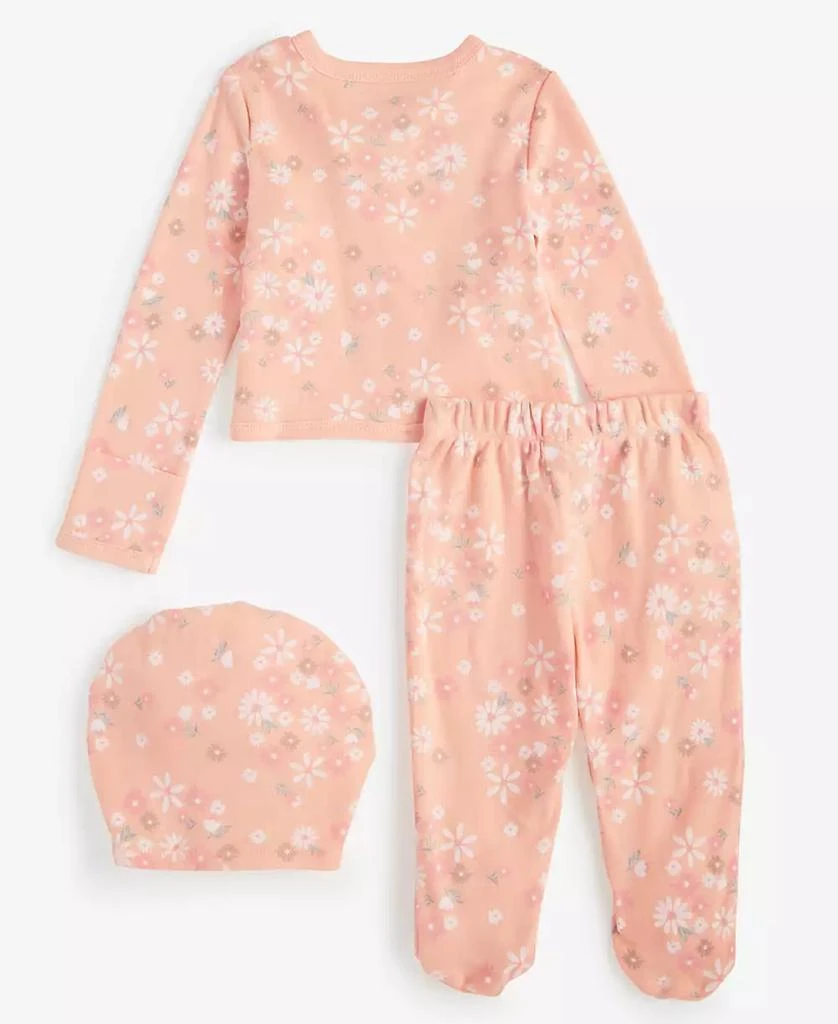 商品First Impressions|Baby Girls Secret Garden Cotton Hat, Cardigan & Footed Pants, 3 Piece Set, Created for Macy's,价格¥92,第2张图片详细描述