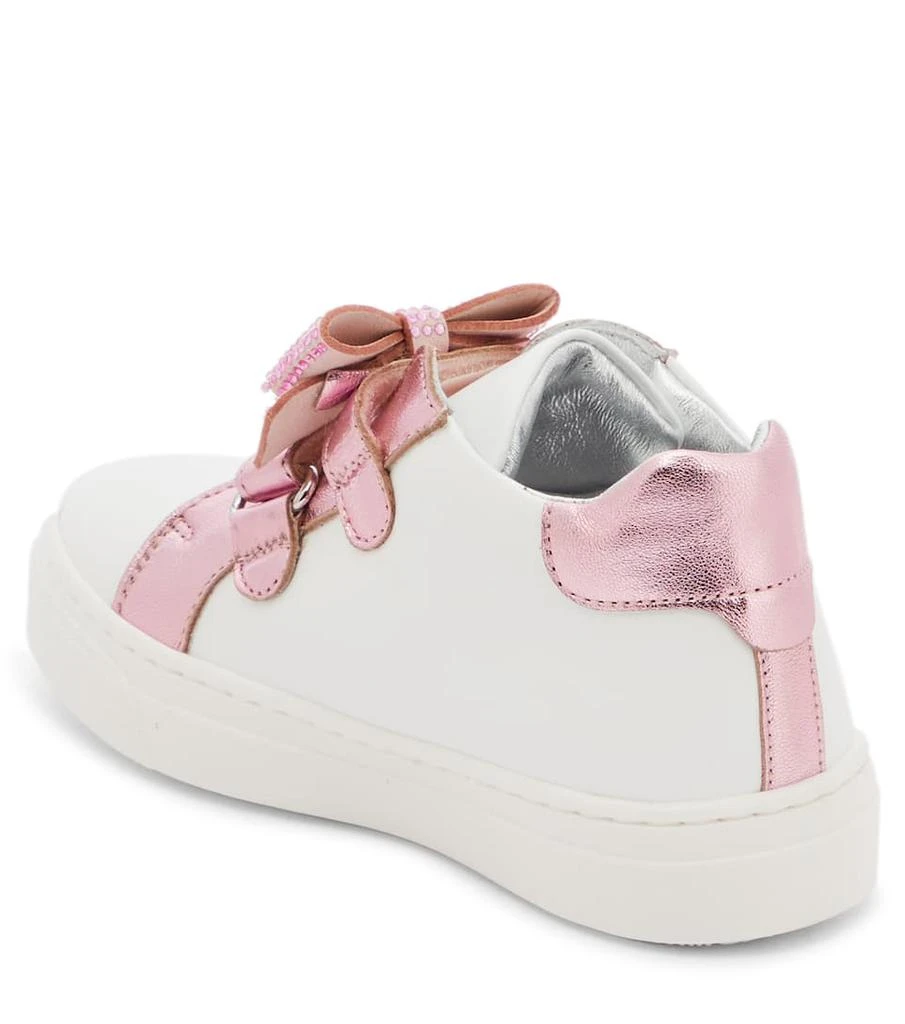 商品MONNALISA|Baby bow-detail leather sneakers,价格¥673,第2张图片详细描述