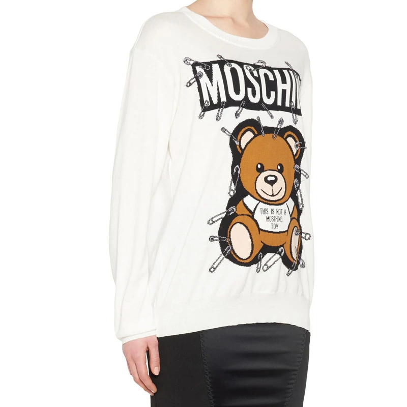 Moschino 莫斯奇诺 女士小熊别针羊毛针织衫 EV0919-5501-1001 商品