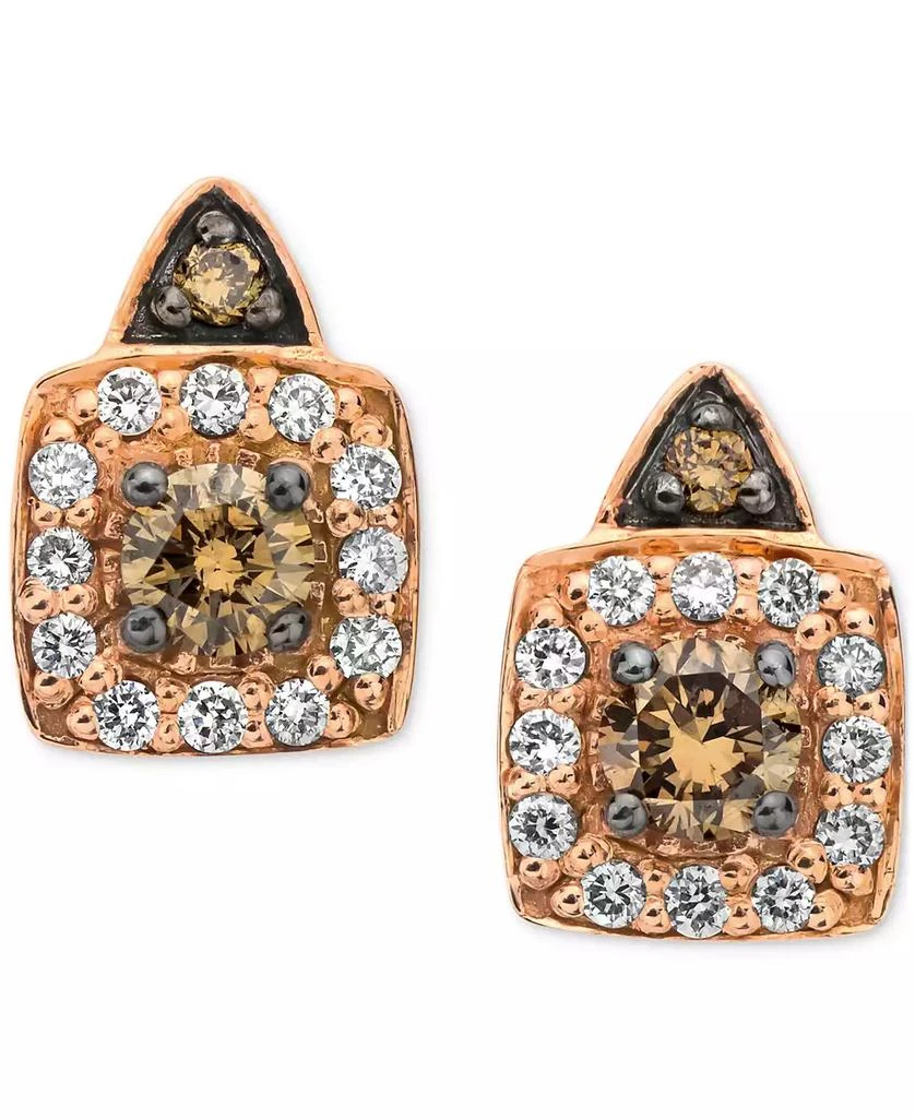 商品Le Vian|Chocolatier® Chocolate Diamond® & Vanilla Diamond® Halo Stud Earrings (1/3 ct. t.w.) in 14k Rose Gold,价格¥3855,第1张图片