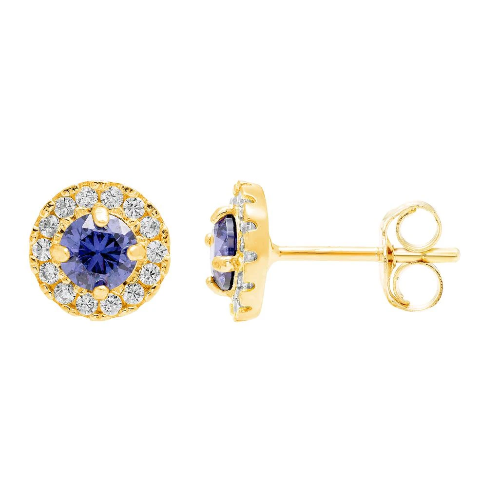 商品A&M|14k Yellow Gold 8mm CZ Halo Stud Earrings, with Pushback, Women’s, Unisex,价格¥794,第1张图片