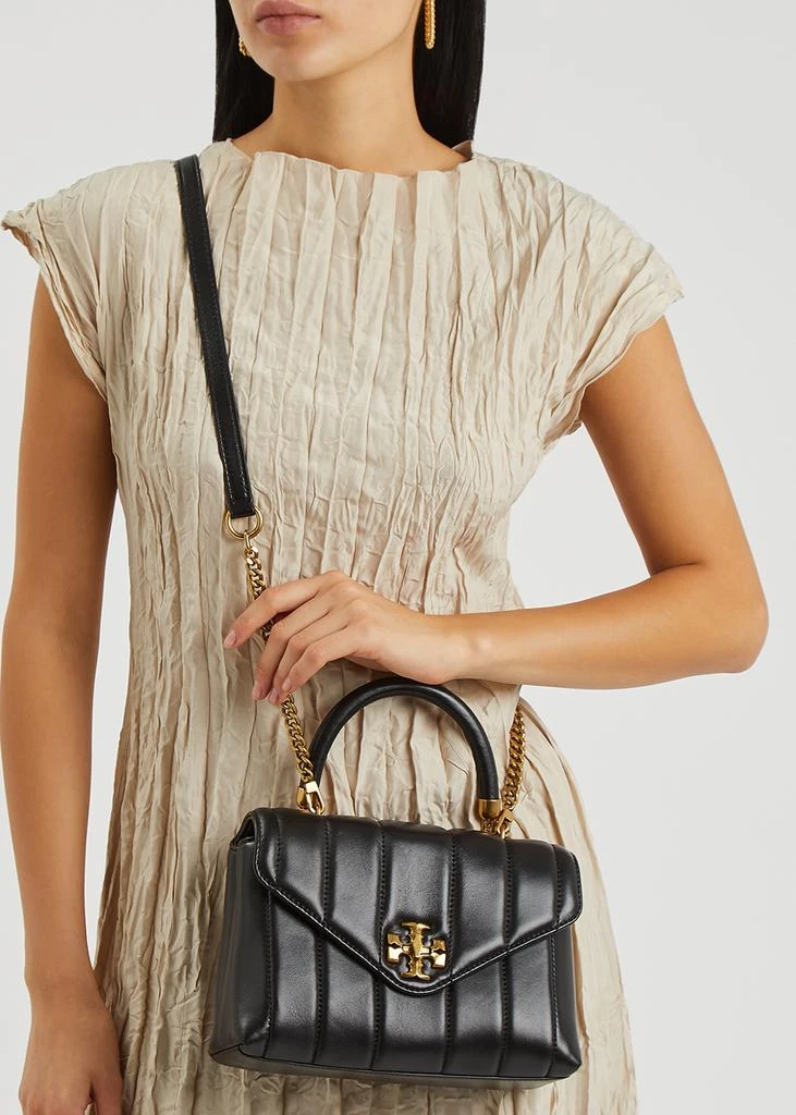 Kira black quilted leather top handle bag 商品