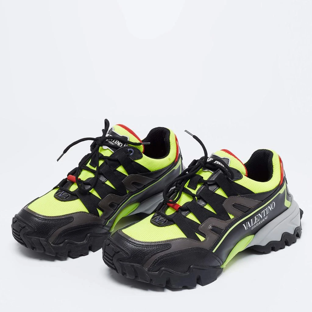 商品[二手商品] Valentino|Valentino Black/Neon Green Leather and Mesh Climber Low-Top Sneakers Size 39,价格¥2757,第2张图片详细描述