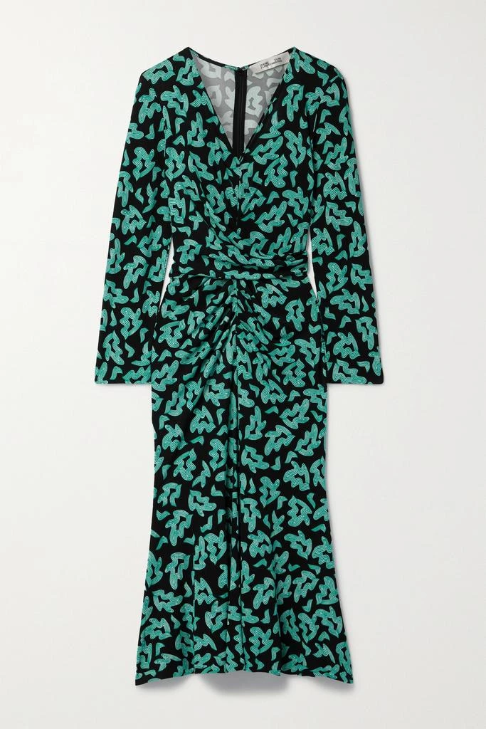 商品Diane von Furstenberg|Timmy 垂褶印花弹力平纹布中长连衣裙,价格¥1639,第1张图片