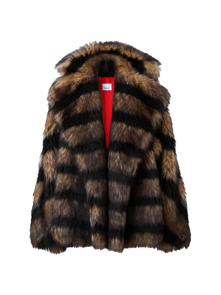 商品Burberry|Striped Faux Fur Coat,价格¥36618,第1张图片