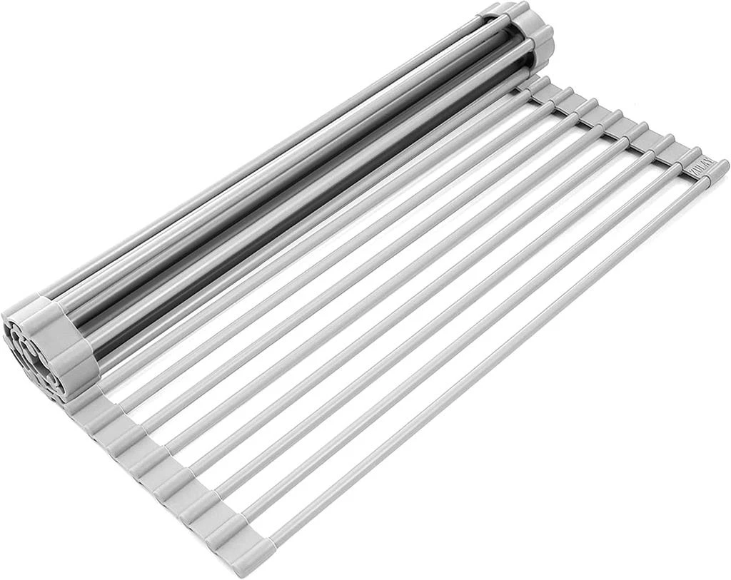 商品Zulay Kitchen|Multipurpose Stainless Steel Roll-Up Sink Drying Rack and Trivet Large,价格¥301,第1张图片