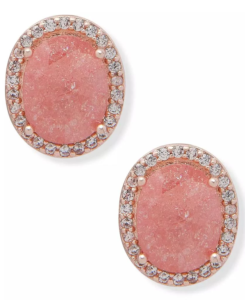 商品Lonna & Lilly|Gold-Tone Cubic Zirconia Oval Halo Stud Earrings,价格¥94,第1张图片