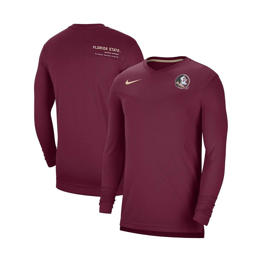 商品NIKE|Men's Garnet Florida State Seminoles 2022 Coach Performance Long Sleeve V-Neck T-shirt,价格¥306,第1张图片