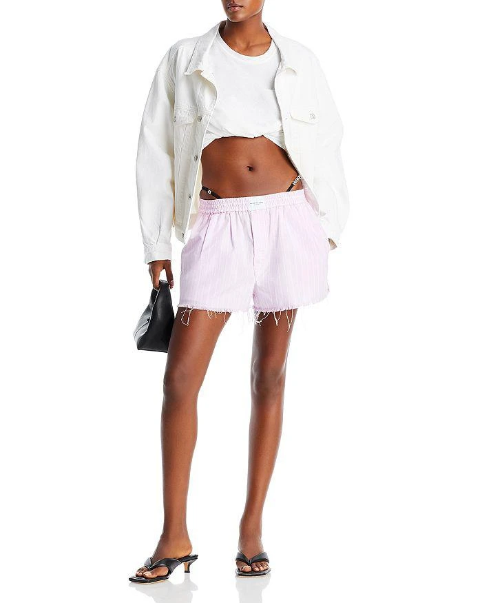 商品Alexander Wang|Frayed Cotton Boxer Crystal Trim Shorts,价格¥595,第2张图片详细描述