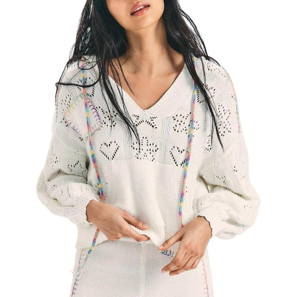 商品LOVESHACKFANCY|Love Shack Fancy Womens Alder Knit Rainbow Stitch Hoodie,价格¥1339,第1张图片