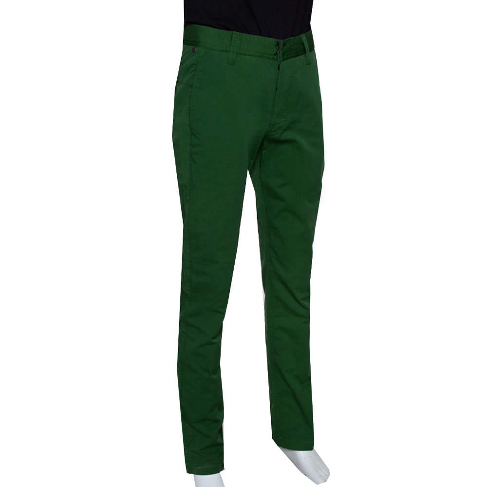 Stone Island Green Stretch Cotton Regular Fit Trousers L商品第2张图片规格展示