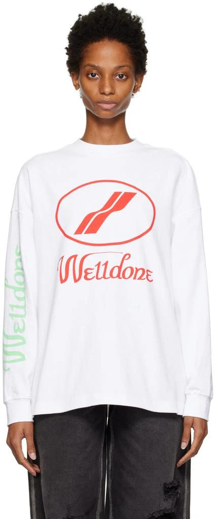 商品We11done|White Print Long Sleeve T-Shirt,价格¥1227,第1张图片