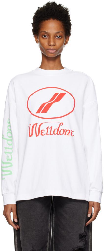 商品We11done|White Print Long Sleeve T-Shirt,价格¥661,第1张图片