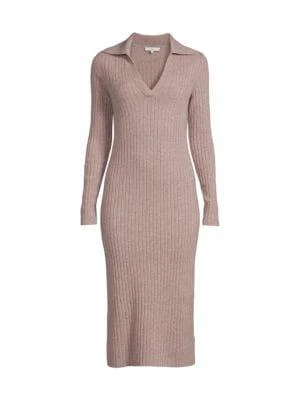 商品Vince|Ribbed Polo Wool-Blend Bodycon Dress,价格¥1261,第3张图片详细描述
