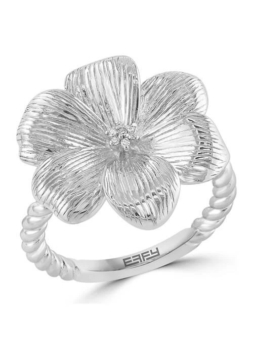 商品Effy|Diamond Flower Ring In Sterling Silver,价格¥1074,第1张图片