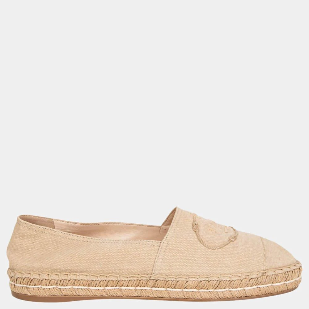 商品[二手商品] Prada|Prada Light Beige Canvas Logo Embroidered Espadrilles EU 40,价格¥4370,第3张图片详细描述