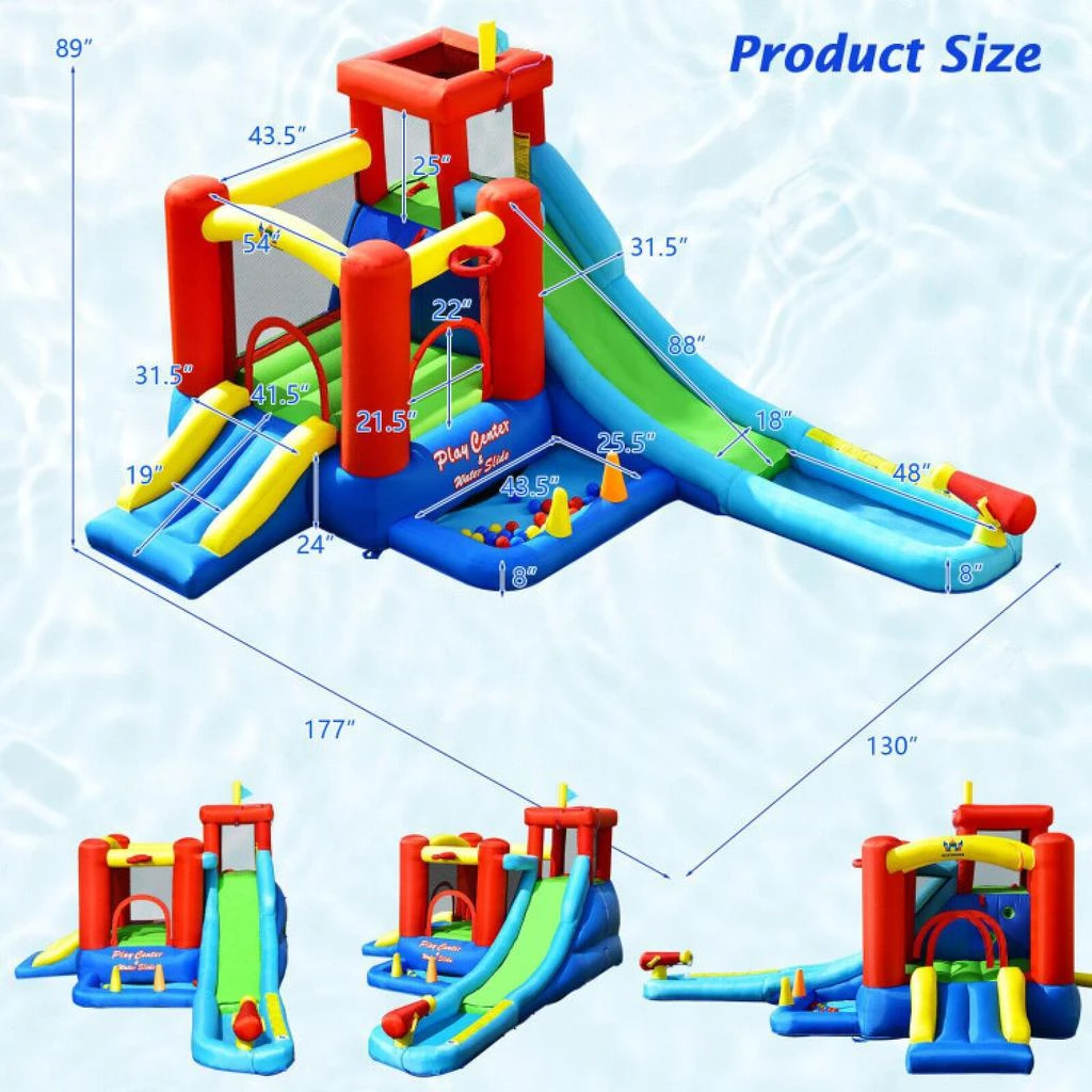 商品Hivvago|9-in-1 Inflatable Kids Water Slide Bounce House with 860W Blower,价格¥4638,第5张图片详细描述