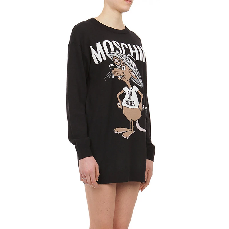 Moschino 莫斯奇诺 女士羊毛黑色长款上衣 A0480-9100-1555 商品
