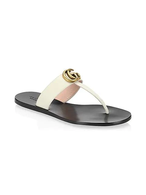 商品Gucci|Marmont Leather Thong Sandals With Double G,价格¥3915,第2张图片详细描述