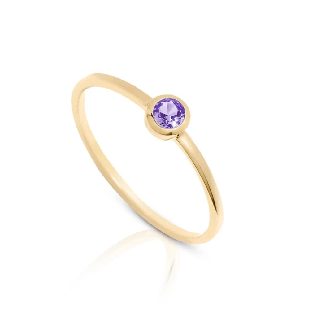 商品MAXCOLOR|14K Gold Vermeil Birthstone 3MM Cubic Zirconia Solitaire Ring,价格¥358,第4张图片详细描述