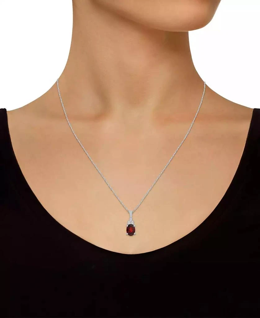 商品Macy's|Garnet (1-1/2 Ct. T.W.) and Diamond (1/10 Ct. T.W.) Pendant Necklace in 14K White Gold,价格¥5808,第2张图片详细描述
