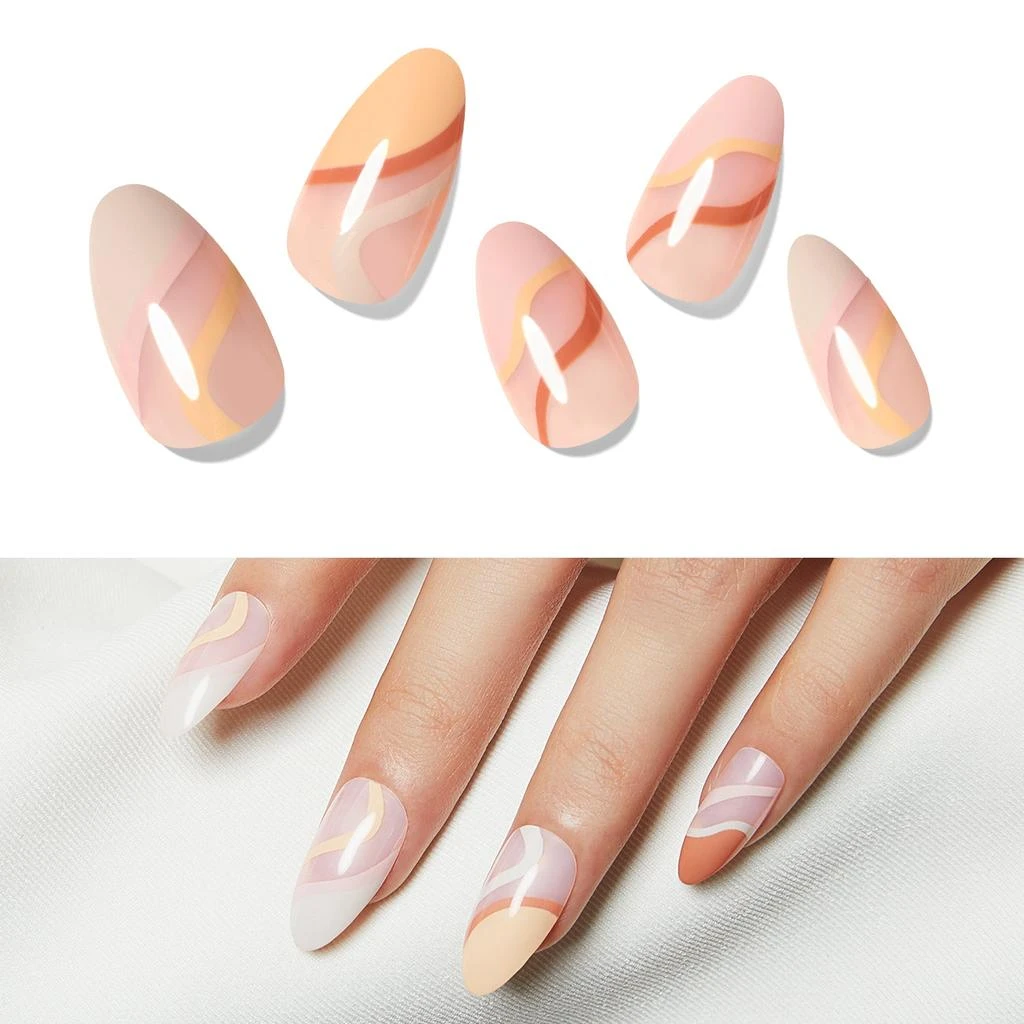 商品[国内直发] MODELONES|A Boo - 24 Fake Nails 12 Sizes Short Almond Press on Nails Kit,价格¥90,第1张图片