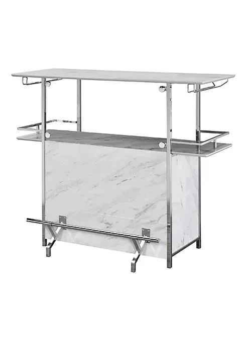 商品belk|Range Bar Table With Faux Marble And Chrome Finish White And Silver,价格¥2659,第1张图片