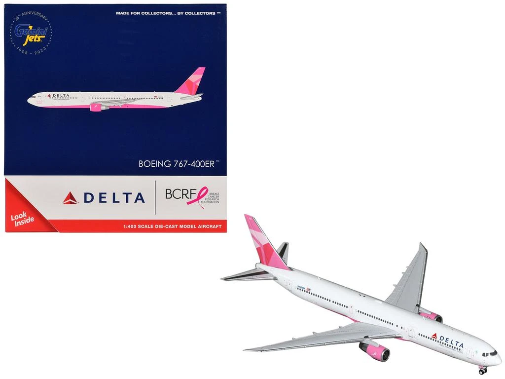 商品GeminiJets|Boeing 767-400ER Commercial Aircraft "Delta Air Lines - Breast Cancer Research Foundation" (N845MH) White with Pink Tail 1/400 Diecast Model Airplane by,价格¥704,第2张图片详细描述