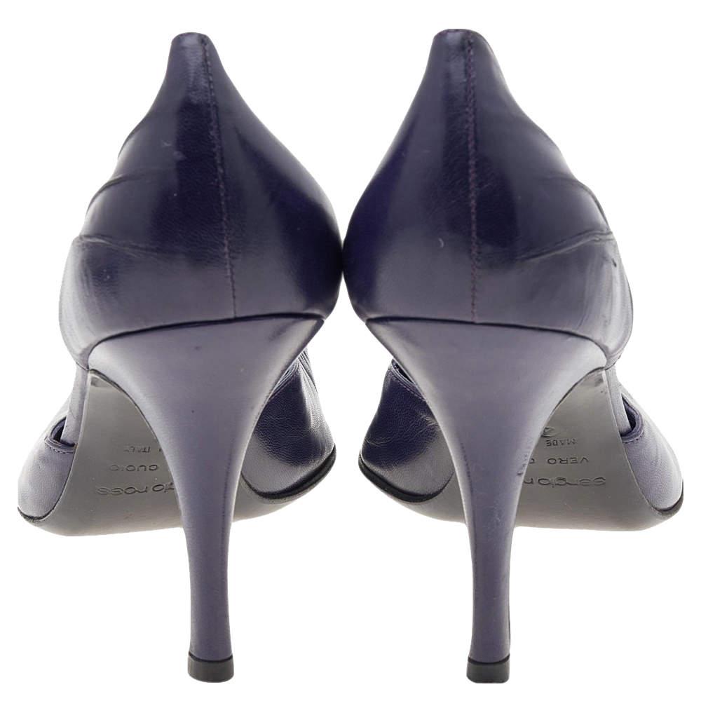 Sergio Rossi Purple Leather Pointed Toe Pumps Size 40商品第5张图片规格展示