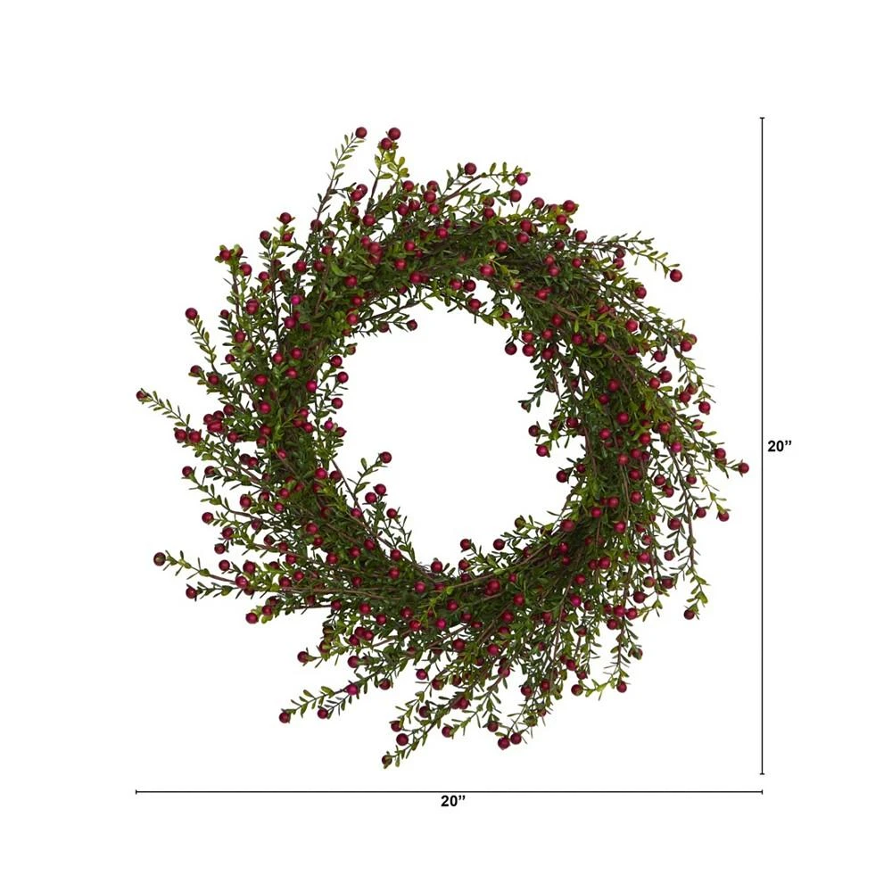商品NEARLY NATURAL|Boxwood and Berries Artificial Wreath,价格¥655,第2张图片详细描述
