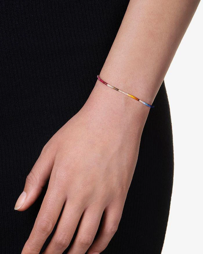 商品Shashi|Sam Multicolor Seed Bead Slider Bracelet in 14K Gold Plated Sterling Silver,价格¥404,第3张图片详细描述