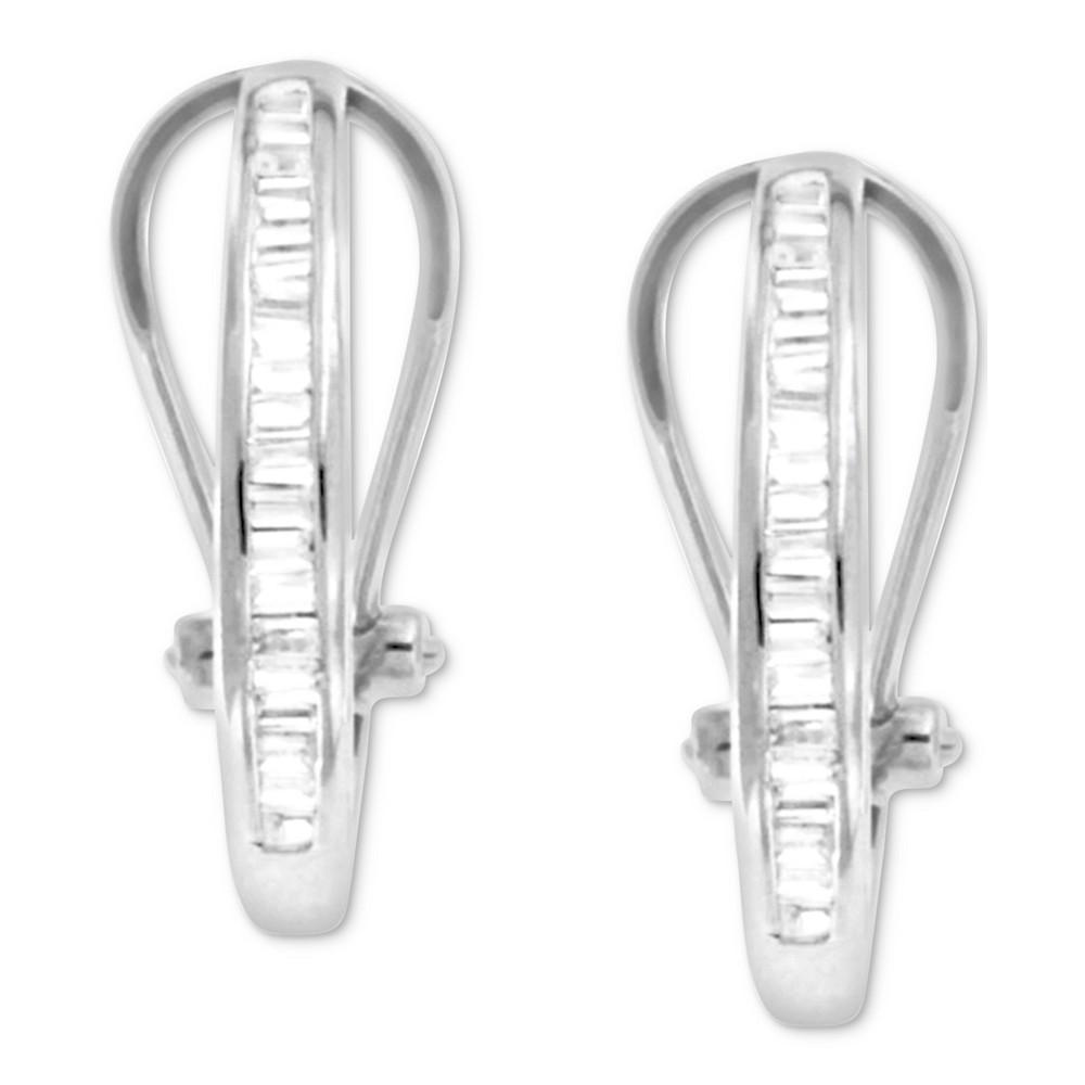Diamond Baguette Hoop Earrings (1/2 ct. t.w.) in 14k White or Yellow Gold商品第3张图片规格展示