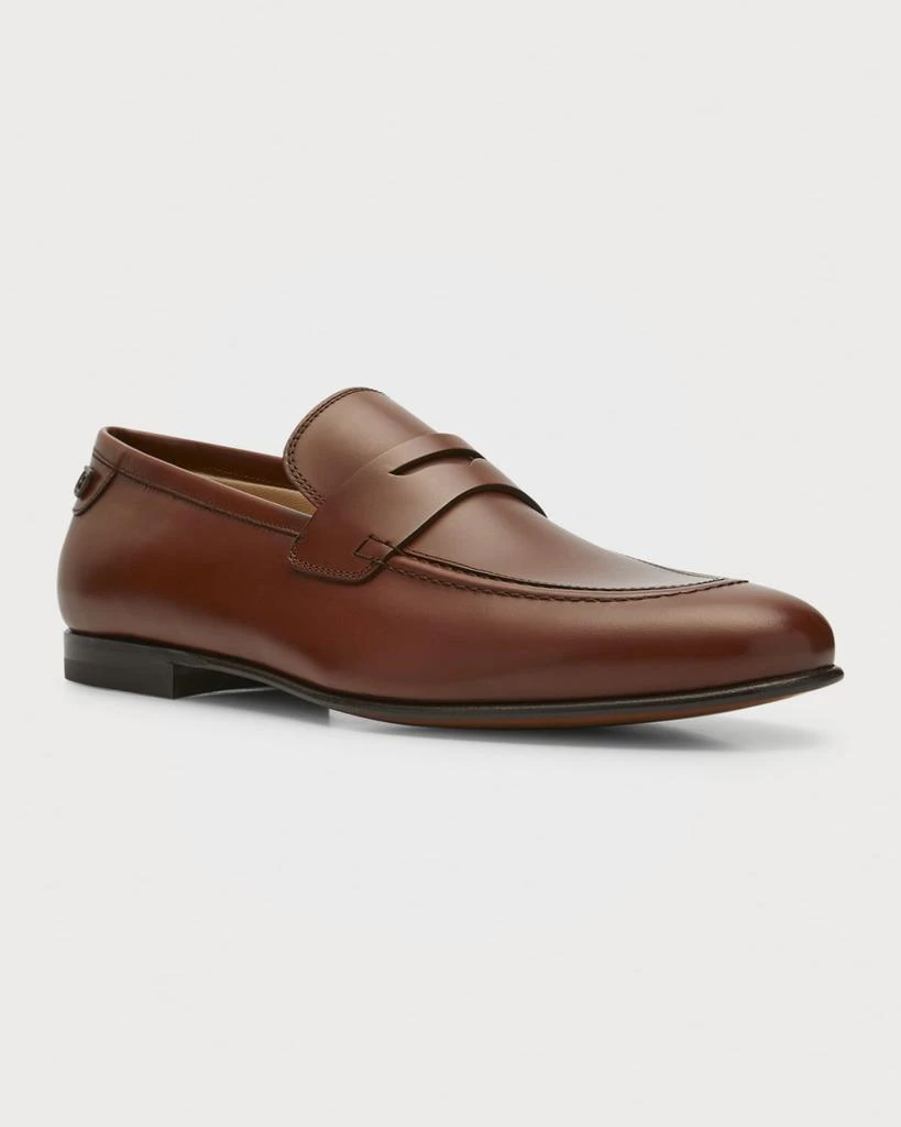 商品Salvatore Ferragamo|Men's Goya Almond Toe Leather Penny Loafers,价格¥3380,第3张图片详细描述