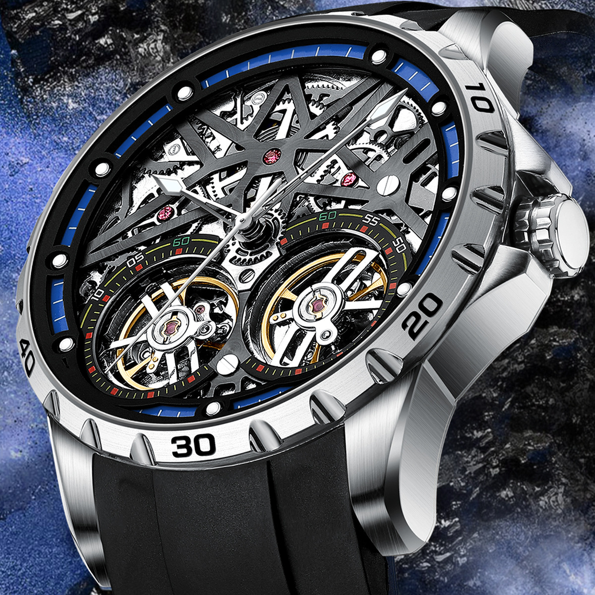 马克华菲品牌新款防水潮流手表创意圆形休闲手表男机械表商品第1张图片规格展示