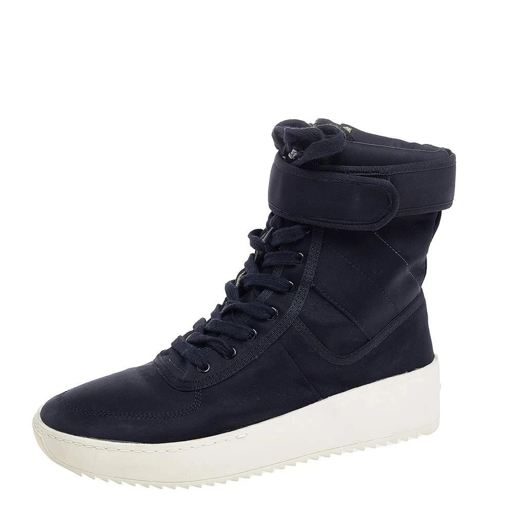 商品[二手商品] Fear of god|Fear Of God Black Neoprene Military High Top Sneakers Size 43,价格¥3074,第1张图片