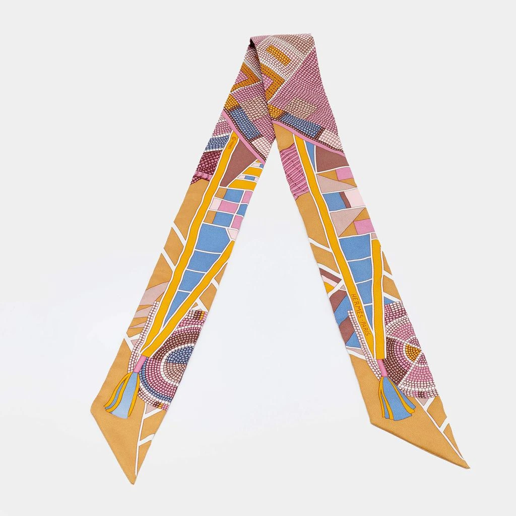 商品[二手商品] Hermes|Hermès Brown Mosaic Print Silk Twilly,价格¥1488,第1张图片