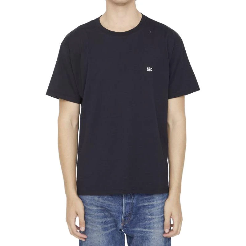 商品[国内直发] Celine|赛琳 纯色Logo印花圆领宽松短袖T恤 男款 黑色,价格¥4122,第7张图片详细描述