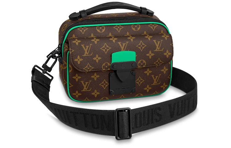 商品[国内直发] Louis Vuitton|S-Lock Messenger 经典老花帅气轻便拉链开合 涂层帆布拼牛皮 邮差包单肩斜挎包 常规 男款 棕色/绿色,价格¥24856,第1张图片