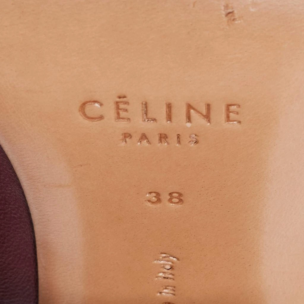 Celine Burgundy Leather Scrunch Block Heel Pumps Size 38 商品