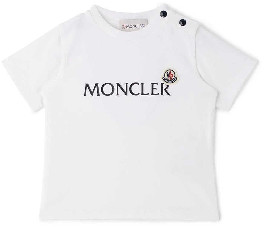商品Moncler|白色 & 海军蓝徽标婴儿 T 恤 & 短裤套装,价格¥2091,第2张图片详细描述