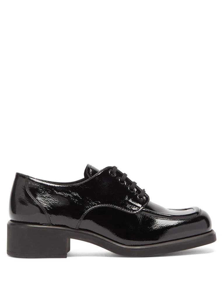 商品Miu Miu|Square-toe creased patent-leather shoes,价格¥2509,第1张图片